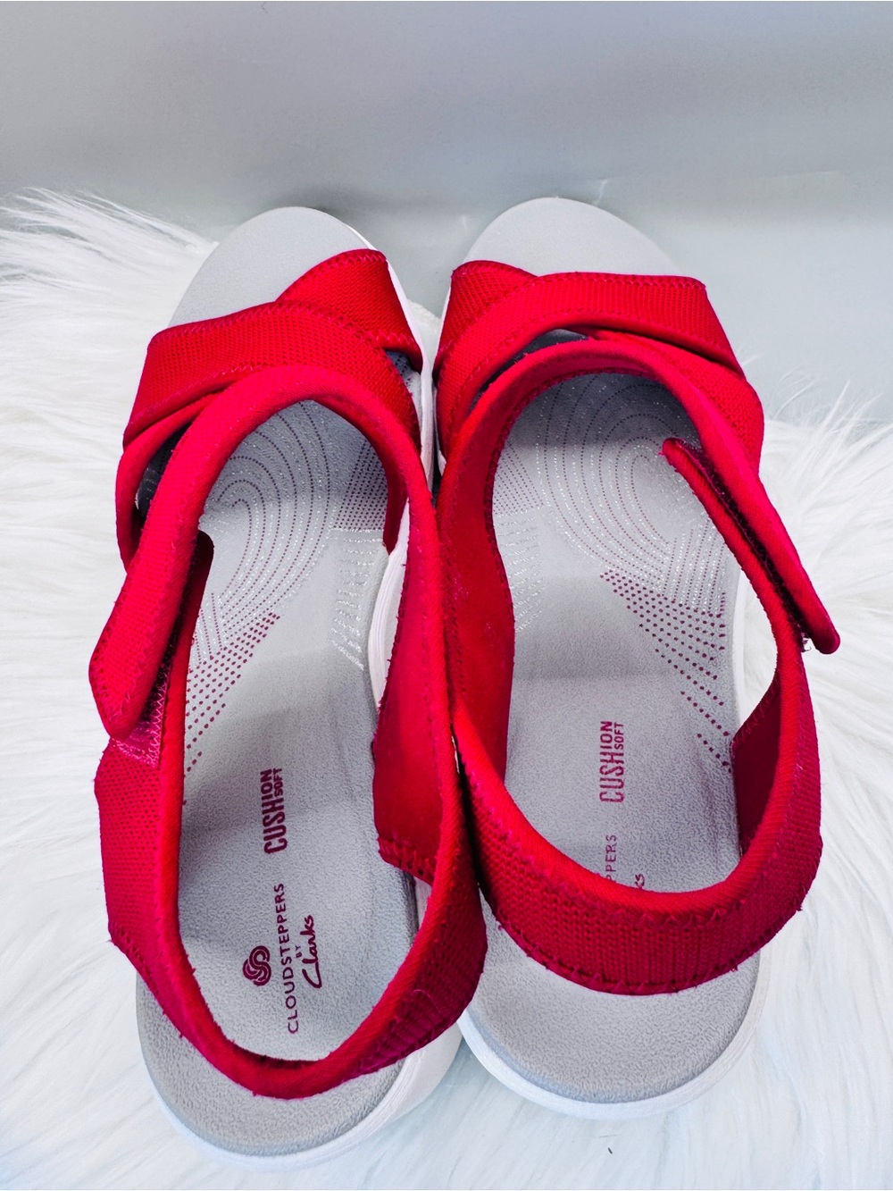 Clarks Cloudsteppers Step Cali Skye Wedge Sport Sandals Women’s 10 Red - Picture 7 of 12